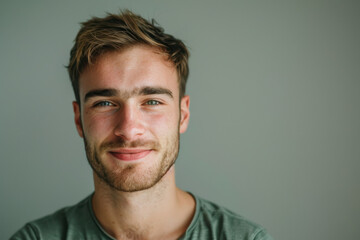 Fototapeta premium A close up portrait of a young man with a subtle smile