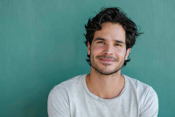 Obraz premium A close up portrait of a young man with a subtle smile