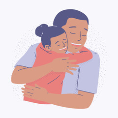 A father hugs his daughter. Father's Day Concept Illustration. Conceito do dia dos pais.