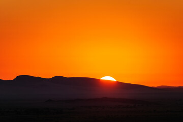 Sunset in Namib desert in Namibia Africa