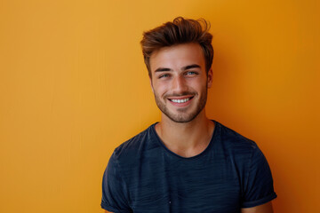 Obraz premium A close up portrait of a young man with a subtle smile