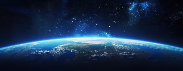 Fototapeta premium A panoramic view of the Earth from space 