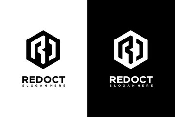 Letter r cube Geometric box logo design template