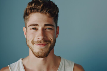 Fototapeta premium A close up portrait of a young man with a subtle smile