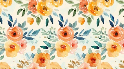 Fototapeta premium Beautiful bouquets in watercolor seamless pattern