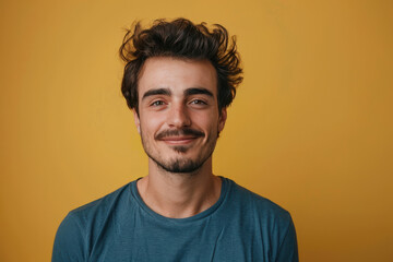 Obraz premium A close up portrait of a young man with a subtle smile