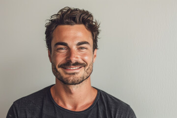 Obraz premium A close up portrait of a young man with a subtle smile