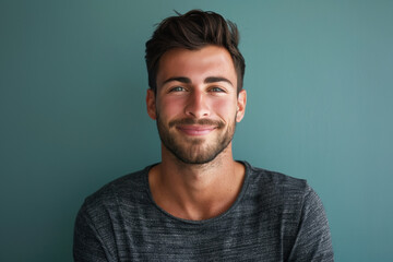 Fototapeta premium A close up portrait of a young man with a subtle smile