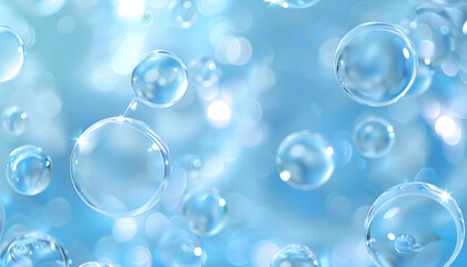 Transparent blue and white gradient Gel background or pattern with light blue lights. Gel blue background Virus protection or facial moisturizing cosmetics concept