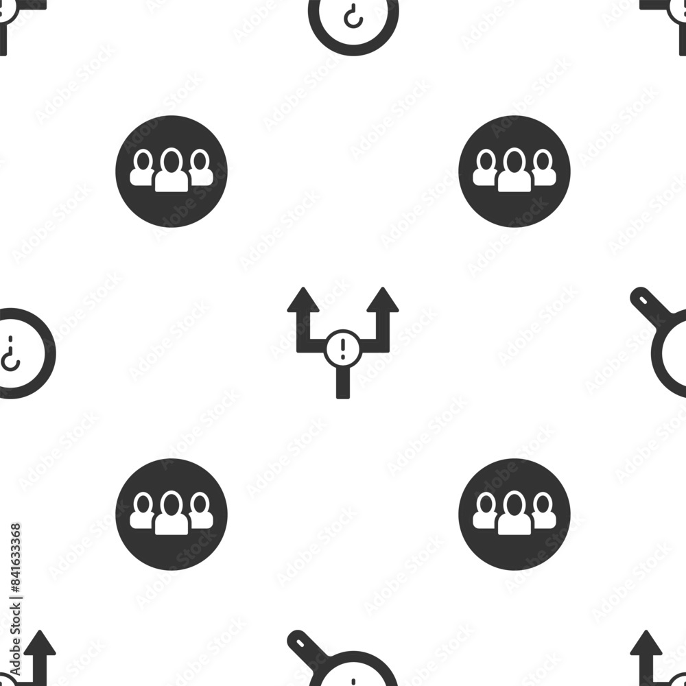 Poster set unknown search, arrow and project team base on seamless pattern. vector