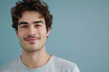 Obraz premium A close up portrait of a young man with a subtle smile