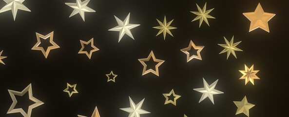 Falling Christmas Star Show: Mesmeric 3D Illustration Depicting Falling Holiday Stargazing Spectacle