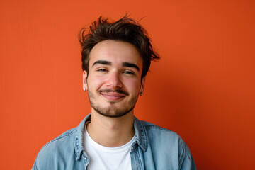 Fototapeta premium A close up portrait of a young man with a subtle smile