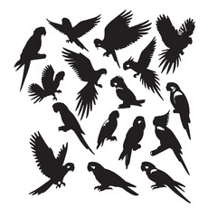 set of silhouettes of birds | collection of birds | set of birds | set of bird silhouette vector | birds silhouette