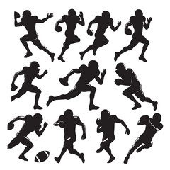 Set of American football silhouette vector |  silhouettes of soccer players | players silhouettes