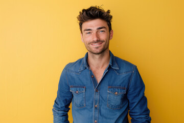 Obraz premium A close up portrait of a young man with a subtle smile
