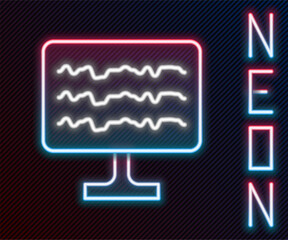 Glowing neon line Encephalogram icon isolated on black background. Electrical activity. Colorful outline concept. Vector