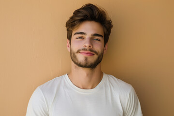 Fototapeta premium A close up portrait of a young man with a subtle smile