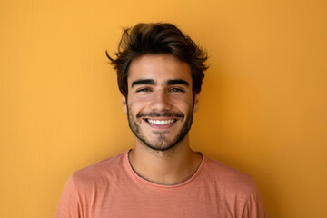 Obraz premium A close up portrait of a young man with a subtle smile