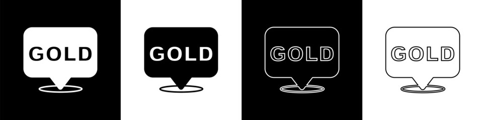 Set Gold bars icon isolated on black and white background. Banking business concept. Vector
