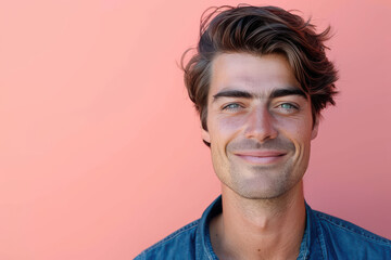 Fototapeta premium A close up portrait of a young man with a subtle smile