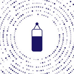 Blue Punching bag icon isolated on white background. Abstract circle random dots. Vector