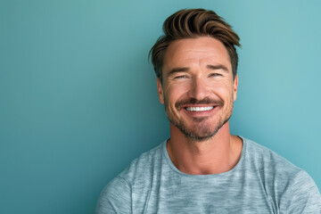 Obraz premium A close up portrait of a young man with a subtle smile