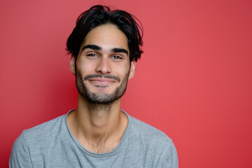Fototapeta premium A close up portrait of a young man with a subtle smile