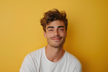 Obraz premium A close up portrait of a young man with a subtle smile