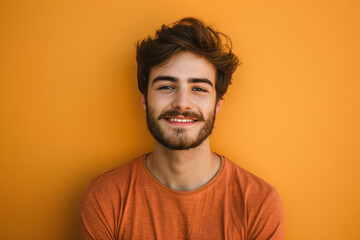 Obraz premium A close up portrait of a young man with a subtle smile