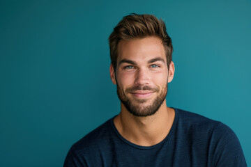Obraz premium A close up portrait of a young man with a subtle smile