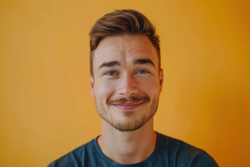 Obraz premium A close up portrait of a young man with a subtle smile
