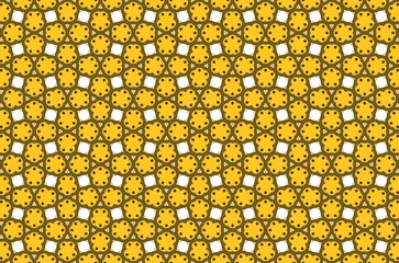 A pattern of yellow circles and squares design