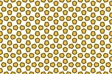 A pattern of yellow and brown shapes on a white background