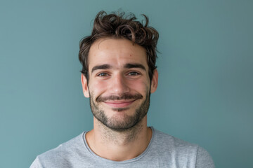 Obraz premium A close up portrait of a young man with a subtle smile