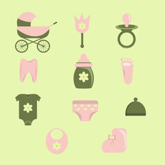 Set of children's elements in hand drawn style