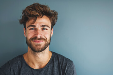 Fototapeta premium A close up portrait of a young man with a subtle smile