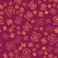 Brown line Grandfather icon isolated seamless pattern on red background. Vector