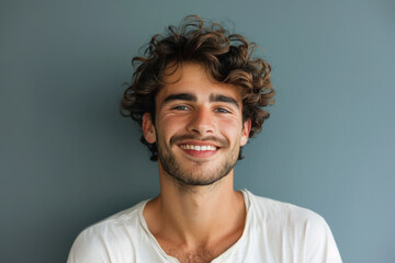 Fototapeta premium A close up portrait of a young man with a subtle smile