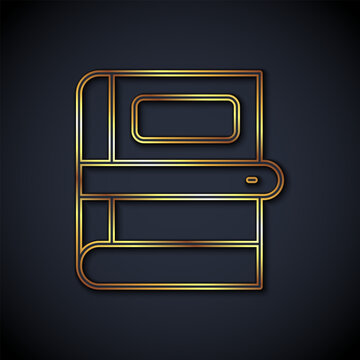 recommend clip art: Gold line Book icon isolated on black background. Vector