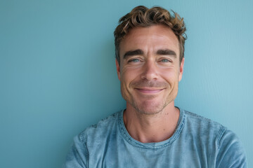 Fototapeta premium A close up portrait of a young man with a subtle smile
