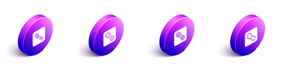 Set Isometric Human footprints shoes, , and icon. Vector