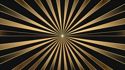 Black background with gold radial burst or sunburst design, giving a dynamic and striking visual appeal.
