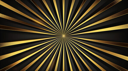Obraz premium Black background with gold radial burst or sunburst design, giving a dynamic and striking visual appeal.