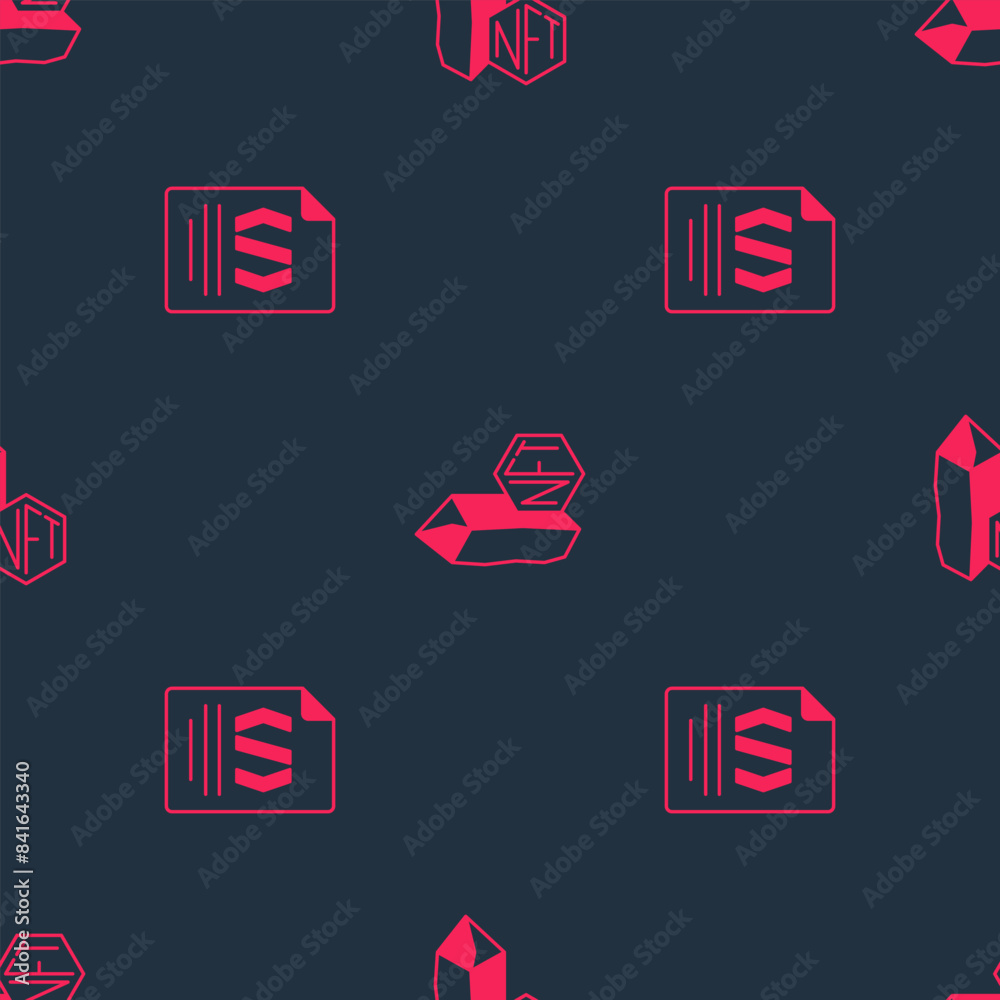 Poster set binary code and nft digital crypto art on seamless pattern. vector
