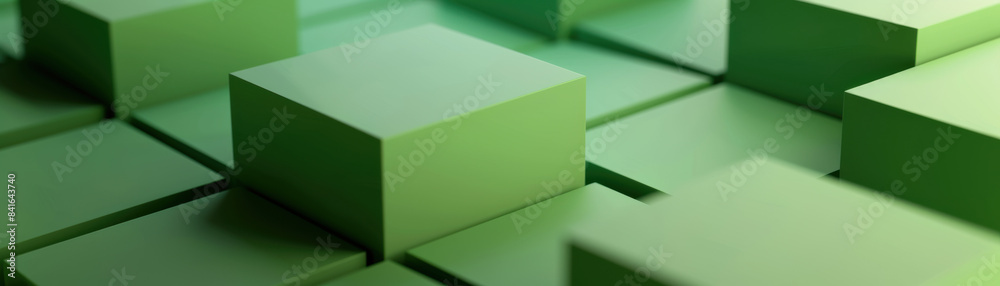 Poster abstract green cubes forming geometric patterns creating a modern and minimalistic background with d