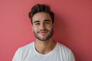 Fototapeta premium A close up portrait of a young man with a subtle smile