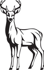 Black silhouette of a deer. Vector illustration
