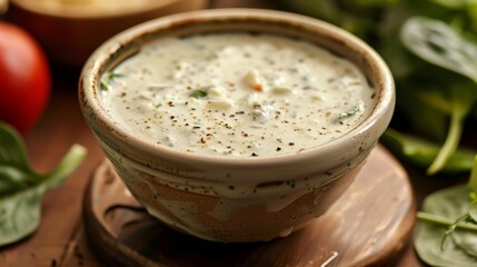 Fresh Homemade Basil Vinaigrette with Tomatoes and Greens. Caesar Dressing