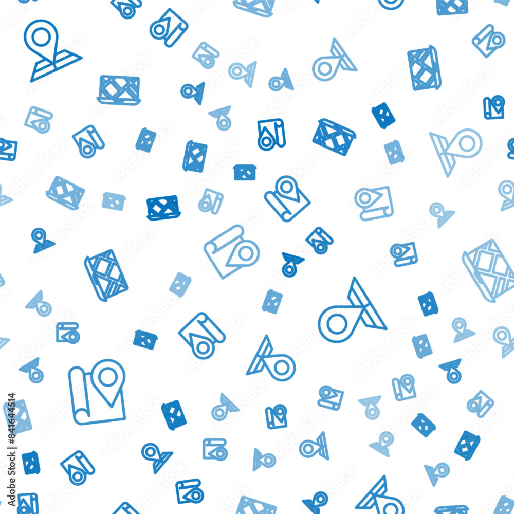 Poster set line folded map with location marker, and city navigation on seamless pattern. vector